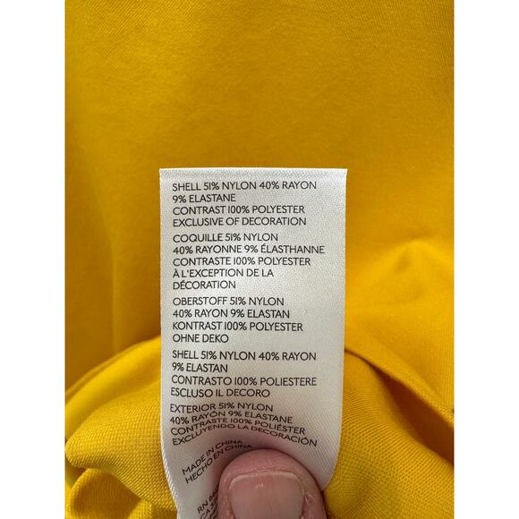 ANTHROPOLOGIE | Flat White Yellow Puff Sleeve Ruffle Textured Top | Size Small - Picture 7 of 8